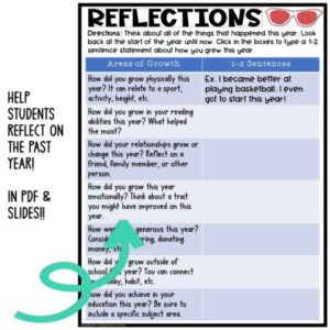 fun activities for the last days of school reflection