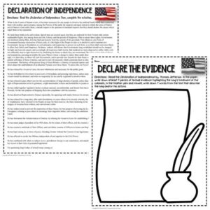 reading comprehension strategies declaration of independence