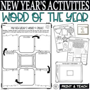 new years resolutions worksheet word of the year